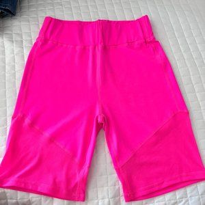 ByEGREIS ALANA MESH BIKER SHORTS NEON PINK SIZE MEDIUM